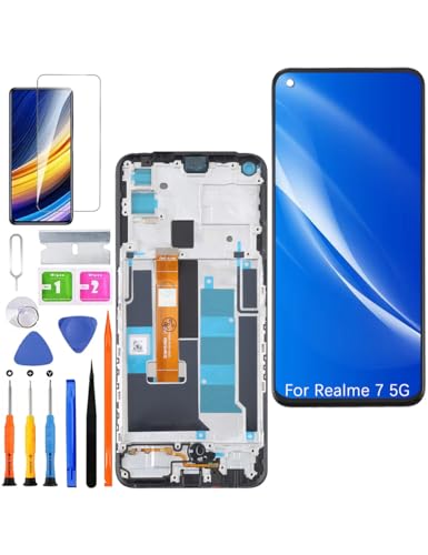 Écran pour Realme 7 5G RMX2111 remplacer vitre cassée avec châssis noir