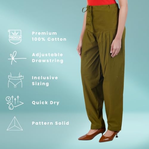 Image of Happy Bunny Salwar Pant - Modern Style Pure Cotton for Women - Ethnic Semi Patiala Trouser - Office,Home - All Day Comfort Wear with Drawstring