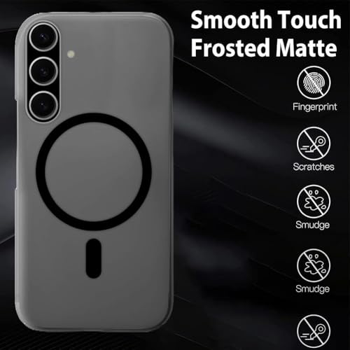Image of SHINESTAR Back Cover for Samsung Galaxy A56 5G | Frosted Semi-Transparent Slim Case | Only Compatible with Wireless Magnetic Accessories | Hard Back, Matte Finish - Black