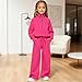 Rjognt Sets For Girls Outfit For 11-12 Toddler Boys Girls Half Zip 2 Piece Sweatsuits for Teens Kids Thumb Hole Sweatshirts and Jogger Sweatpants Sweat Set Fashion With Pockets Hot Pink