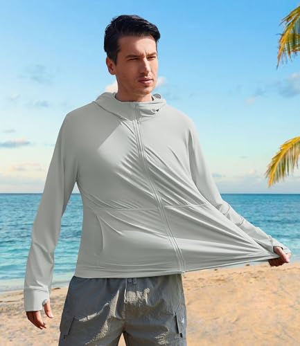 Image of PINSPARK Men's UPF 50+ Full Zip Up Sun Protection Hoodie Jacket Long Sleeve Lightweight UV Shirts for Men Hiking Fishing