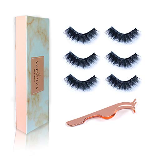 False Eyelashes 3D Flexible False Lashes Reusable Handmade Long Thick Natural Fake Eye Lashes 3 Pairs for Makeup Multipack
