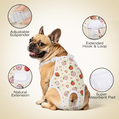 Image of Jollywoods 3 Pack Washable Female Dog Diapers with Adjustable Suspender | French Bulldog Period Panties, Escape Proof Dog Underwear Female, Super Absorbent Leakproof for Dog in Heat Cycle XS /S