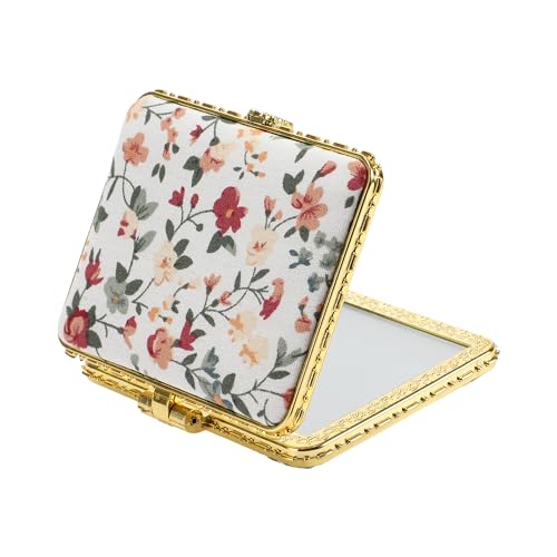 VOCOSTE Floral Compact Mirror, White