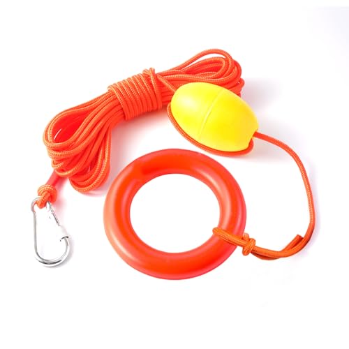 64ft Heavy Duty Floating Boat Rope with Buoy Float - Marine Tow Line, Drift Anchor Leash & Stainless Steel Hook for Kayak, Jet-Ski, PWC Boat Accessories - Anchor Marker Buoy, Drift Sock Harness