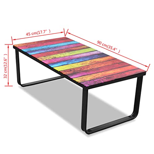 Coffee-TableOffice-DeskGame-TablesDining-TableSmall-Table-for-BedroomPerfectly-in-a-Living-Room-Den-Office-Room-and-Family-Room-with-Rainbow-Printing-Glass-Top-Rectangular Coffee TableOffice DeskGame TablesDining TableSmall Table for BedroomPerfectly in a Living Room Den Office Room and Family Room with Rainbow Printing Glass Top Rectangular