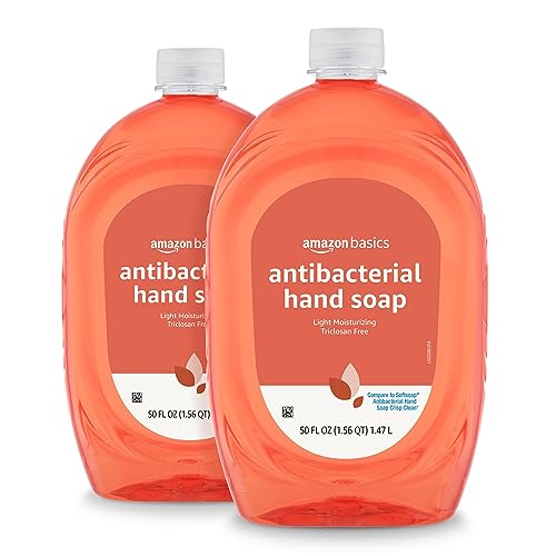 Amazon Basics Antibacterial Liquid Hand Soap Refill, Light Moisturizing, Triclosan-Free, Citrus, 50 Fl Oz, 2-Pack (Previously Solimo)