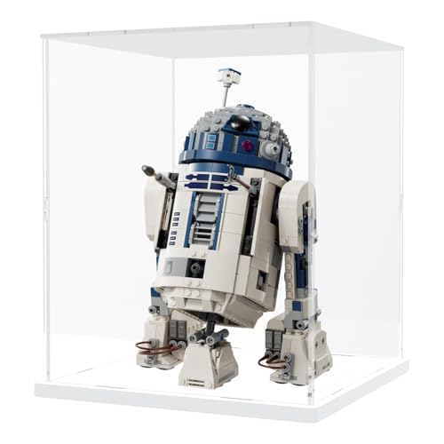 Image of Choowin Acrylic Display Case for Lego Star Wars Helmet Mandalorian Darth Vader Helmet for Lego R2D2 Thickened Clear Acrylic Display Cases for Collectibles Assemble Dustproof Display Box(White Base)