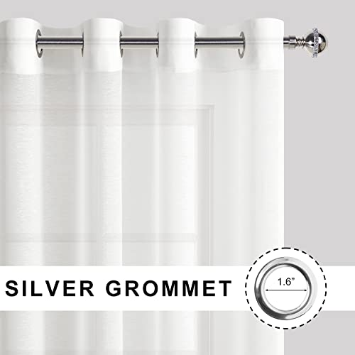 Jiuzhen Ivory Sheer Curtains 63 Inches Long - Semi Transparent Light Filtering Grommet Window Drapes For Living Room/Balcony, 52Wx 63L, Set Of 2 With Tiebacks #TOP1