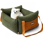 Dog Car Seat for Small & Medium Pet Under 15KG, Portable Travel Bed with Extendable Rest Area, Detachable and Washable Puppy Booster Car Carrier Seat with Storage Pockets and Safety Tether