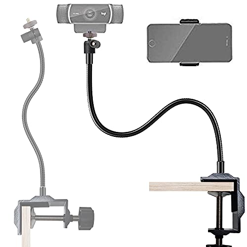 Tencro [Zwei-Wege] Webcam-Stand-Telefonhalter 27" Schwanenhals-Schreibschutz-Klemmhalterung für Mobiltelefone, Logitech-Webcam C925e C922 C930 C920 C615 usw Cover