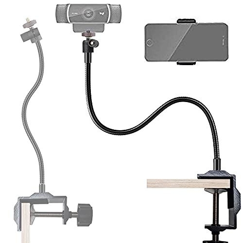 Tencro [Two-way] webcam Support de téléphone Support de pince de bureau à col de cygne 27" pour téléphones portables, Logitech Webcam C925e C922 C930 C920 C615, etc.