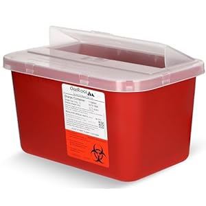 Oakridge Products Large Sharps Container for Home Use and Professional 1 Gallon (24-Pack), Biohazard Needle and Syringe Disposal, Pop Up Lid, CDC Certified