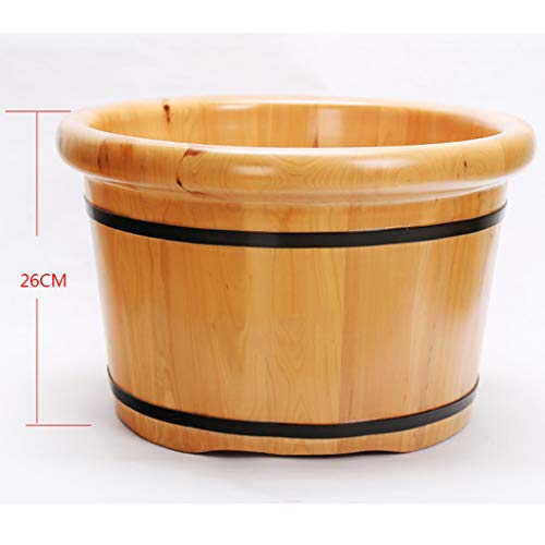 Vasca da Bagno con Piedini in Legno massello - Botte da Bagno a Piedi Robusta Benna in Legno per Piedi Vasca da Bagno Spa Massaggio Sauna Altezza 26 cm/Senza Coperchio del Secchio