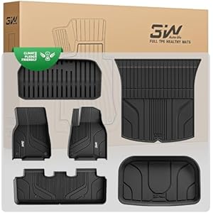 3W Tesla Model Y Neu 2025-2026 Juniper Premium/Performance Fußmatten und Kofferraumwannen 7-teilige, Nicht für 2026 Model Y Standard, Thorex™ Allwetter Fussmatte und Kofferraummatte Auto Zub