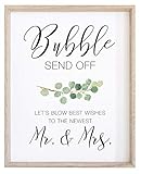 Bubble Send Off Sign for Wedding | (1) 8x10 Watercolor Eucalyptus Greenery on Thick Cardstock Paper | Bubble Exit Signs For Reception - NOT FRAMED
