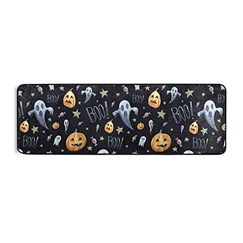Halloween Ghost Pumpkin Pattern Runner Rug Floor Mat Non-Skid Kitchen Rug Soft Area Rug For Bathroom Entryway Hallway Dining Living Room #TOP1