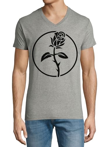 T-shirt col en V coton homme gris taille M haut mode Black Rose