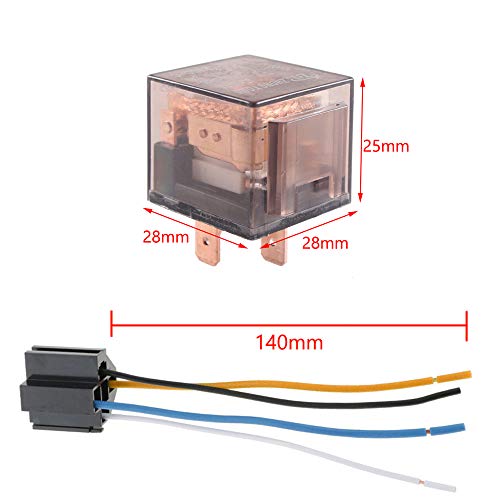 Esupport Car Universal Transparent Relay 12V 80A Spst 4Pin Switch Wire Socket Plug Harness Kit Pack Of 5 #TOP1