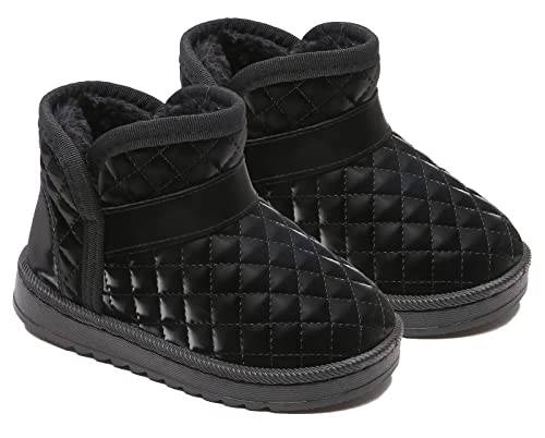 SEAUR Botas de casa para bebé, con forro para nieve, de peluche, cálidas, para otoño, invierno, para niños pequeños, 19-30EU, negro B, 29 EU Cover