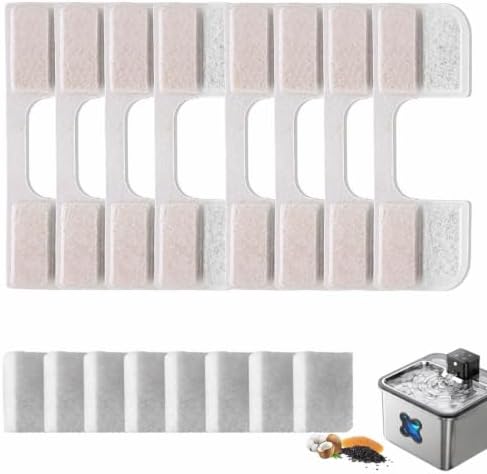 8 Stück Katzenbrunnen Filter Kompatibel mit FEELNEEDY FN-W17 108oz/3,2L, Ersatzfilter mit Pumpenschwamm, Aktivkohle und Ionenaustauscherharz für frisches Wasser