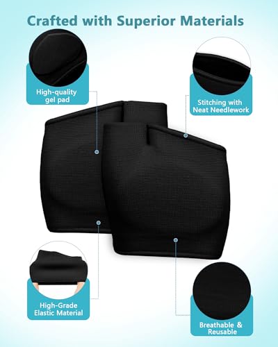 2 Pairs Metatarsal Pads - Gel Ball of Foot Cushions for Women & Men, Washable & Breathable Foot Pads Insoles Ball Pain Relieve for Mortons Neuroma, Metatarsalgia & Bunions, Fit High Heels, Black Large