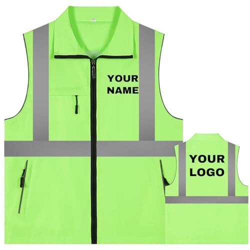 YOWESHOP Reflective Lightweight Zip-Up Vest with Pockets for Outdoor Sports and Activities,Custom Logo Sleeveless Windbreaker