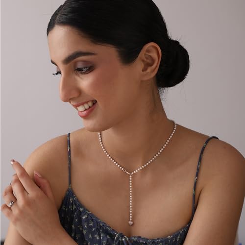 Image of TRUESILVER ACPL 925 Sterling Silver Lariat Necklace for Women | Y-Shape Pendant Necklace with Chain | Fine Silver Jewelry | Gift for Women & Girls