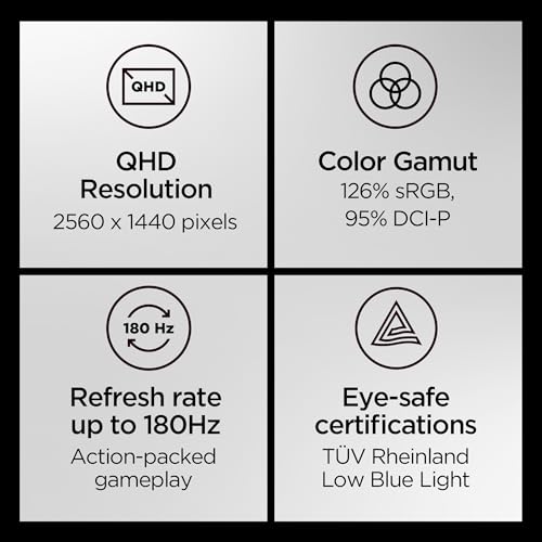 Image of Lenovo Legion Y27h-30 Monitor - Gaming Monitor - 27 inch QHD Display - Overclocked 180z Refresh Rate - Lenovo Artery Software - AMD FreeSync Premium - 0.5ms MPRT - Raven Black NearEdgeless Design
