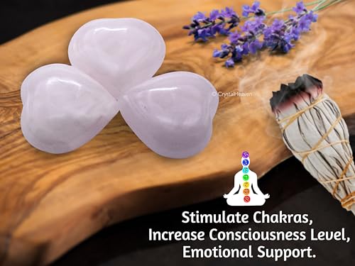 Image of Certified Pink Calcite Crystal Heart Palm Pebbles Stones for Anxiety Stress Relief Massage - AAA Grade Original Healing Gemstone Agate Heart Palm Stone for Yoga Meditation Spiritual