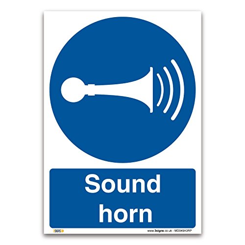 Sound horn Sign - A3 1mm Rigid Plastic - Mandatory Information Safety