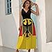 KAOEOSI German Eagle Flag Women's Ankle Length Dress Summer Maxi Long Dresses Sleeveless V Neck Sundress L