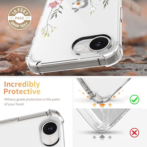 YOYORI for iPhone 17e Case & iPhone 16e Case,[3 in 1] with Screen Protector & Camera Lens Protector, Clear Soft Shockproof Slim Floral Phone Cover for Women Girls 2025 6.1"(Blooming Flowerets) by YOYORI - Used condition - Image 2