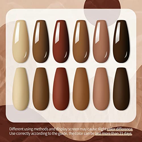 UR SUGAR Fall Winter Gel Nail Polish Set, 6 Colors Brown Gel Polish Set Caramel Coffee Burgundy Red Khaki Gel Nail Polish Kit Autumn Winter Gel Polish Set Soak Off Manicure Kit for Women - Image 5