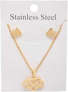 Stainless Steel Jewelry Set Necklace & Earring With Special Style For Girls - Gold
