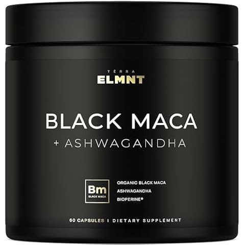 40,000mg 40x Strength Organic Black Maca Root w. Ashwagandha - #1 Highest Potency Black Maca Root Capsules for Men Supplement 100% Pure Maca Peruana 40:1 Extract Maca Powder Pills Gelatinized, Non-GMO Cover