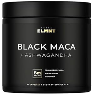 40,000mg Organic Black Maca Root 40X Strength Testosterone Supplement for Men + Ashwaganhda – Highest Potency Black Maca Root Capsules for Men 100% Pure Maca Powder Enhance Mens Health + Male Booster