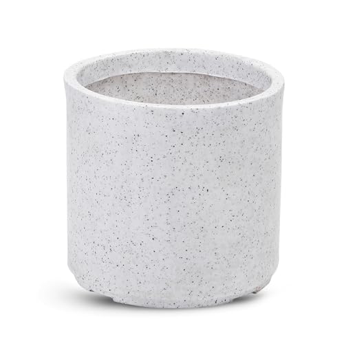 Image of GTB Cylinder German Polymer Pots for Plants Highly Durable Polymers Lightweight Indoor Outdoor Plant Pots, Flower Pot Gamla Tree Planter Container Planters(Plant not Included) (White Marble, 10 inch)
