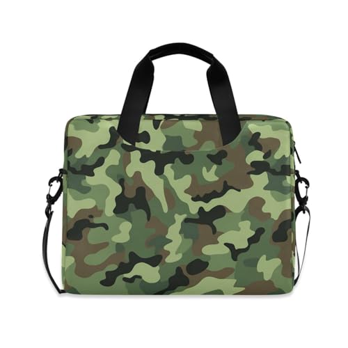 Maletín portátil con cierre para laptop 15.6 pulg camuflaje verde