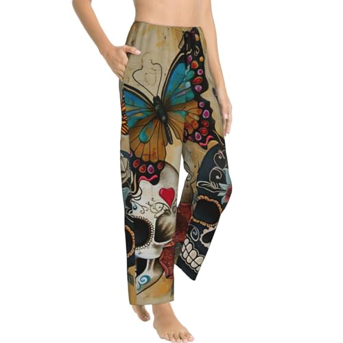 Pantalon de pyjama imprimé papillons en maille douce et coupe ample - 2