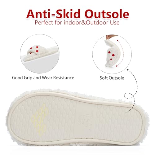 Image of GOEWY Fuzzy Open Toe Slippers for Women Cozy Memory Foam House Shoes Indoor