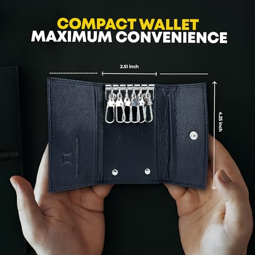 Li-Handcrafted-Top-Grain-Cowhide-Leather-Key-Holder-Compact-Versatile-Key-Organizer-With-6-Key-Hooks-for-Your-Keys-Spacious-Storage-For-Credit-Cards-Money-Secure-Reliable-Key-Case-Black