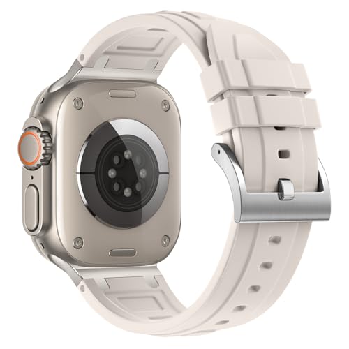 Image of Compatible with Apple Watch Series 11 10 Strap 46mm,Ultra 3 /2 /1 49mm Silicone Straps Compatible with iWatch Series 9 /8 /7 /6 /5 /4 /SE 3 45mm 44mm with Stainless Adapter (NO WATCH)