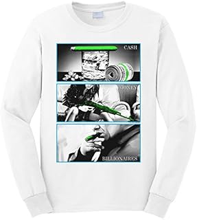 Cybertela Men's Cash Money Billionaire Long Sleeve T-Shirt (White, X-Large)