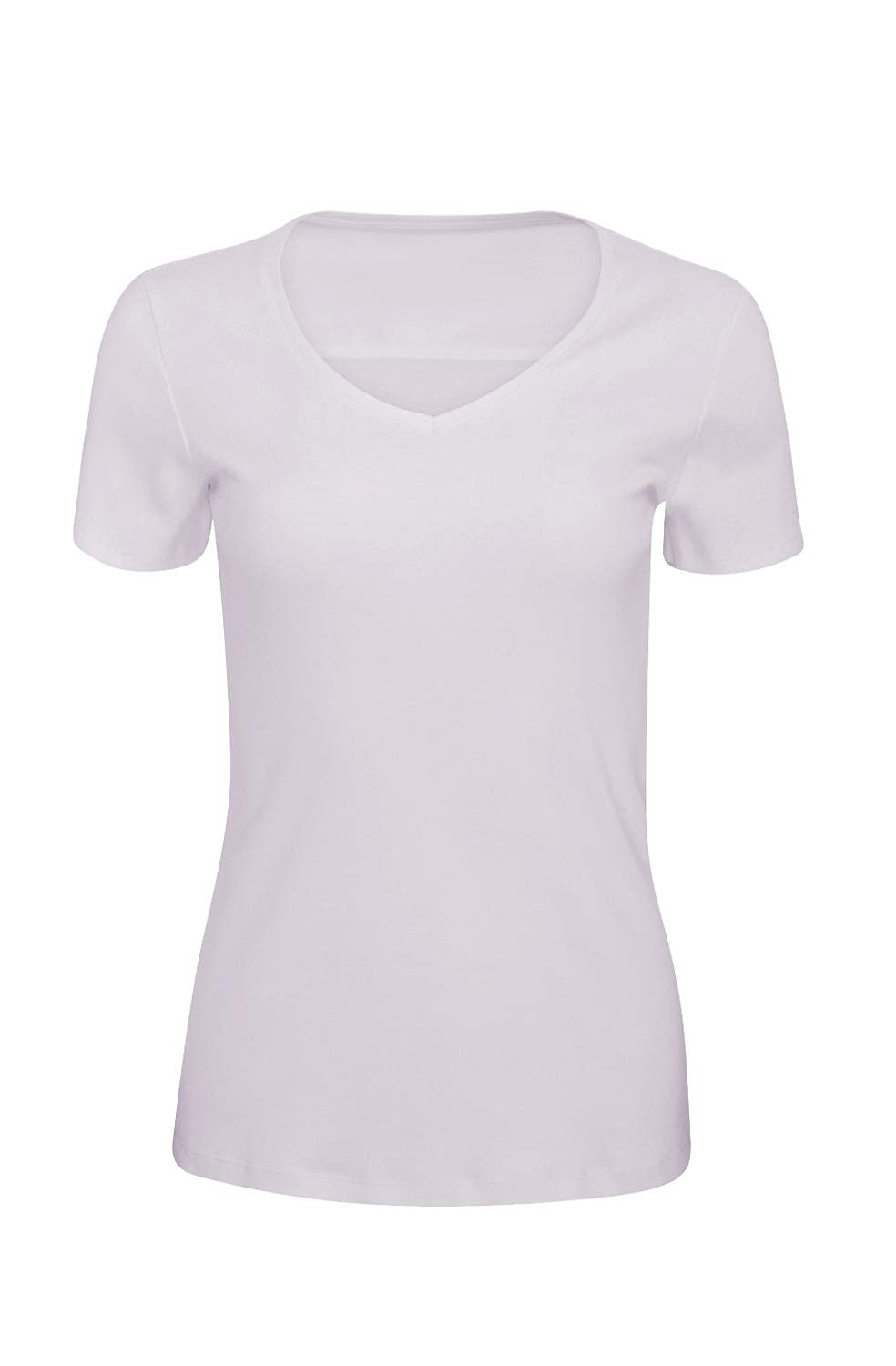 ChicWhisper Ladies Pure 100% Cotton V-Neck Top Short Sleeve T Shirt Grey