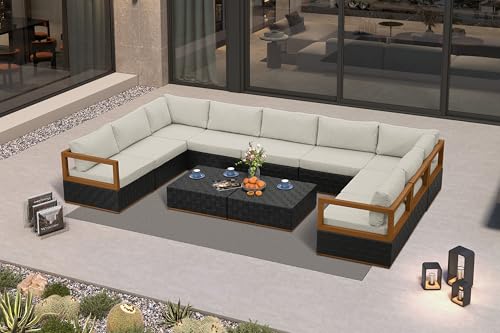 PURPLE LEAF Patio Conversation Sets 11 Pieces, Premium Leather Outdoor