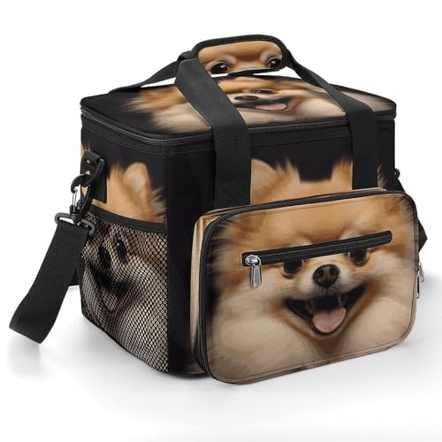 Happy Short-haired Pomeranian Cooler Bags Insulated Lunch Bag Leakproof Ice