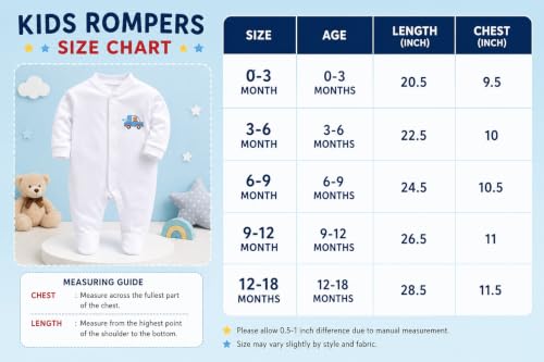 Image of Baby Boy Single Romper 100% Cotton Full Sleeve Onesie with Front Snap Buttons