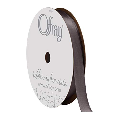 Image of Offray 475935 3 /8 inch Wide Single Face Satin Ribbon, Pewter Gray, 6 Yds