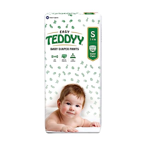 Image of TEDDYY Easy Baby S Size Diaper Pant Style |56 Count (Small) | 3-8 kg (Pack of 1) | Long Protection Hours | Anti-Bacterial | Airy Breathable Fit | Rapid Soaker Channels with Wetness Indicator